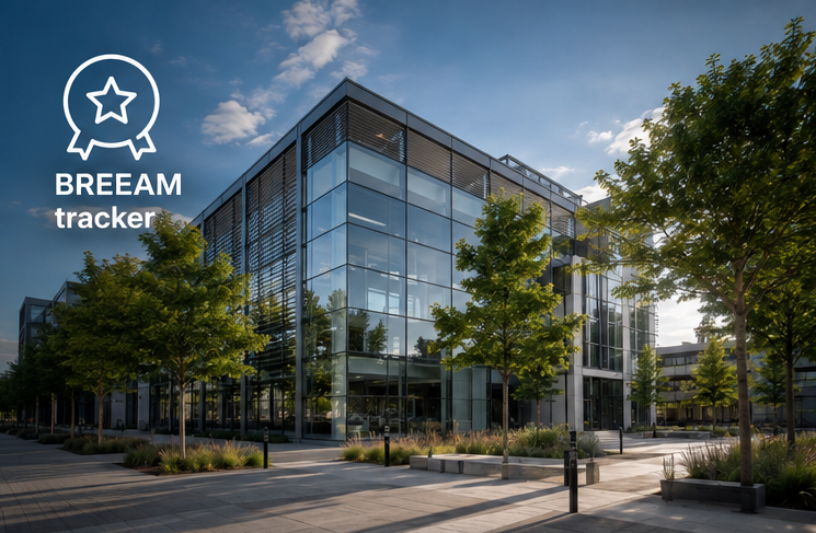 Modern glazed office building assessed under BREEAM
